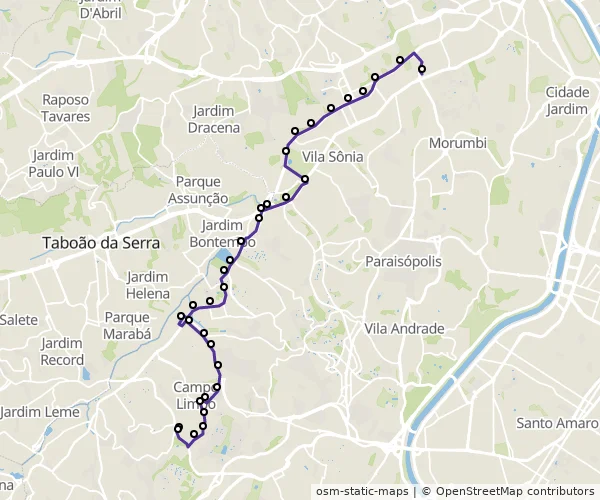 Mapa do itinerário da linha