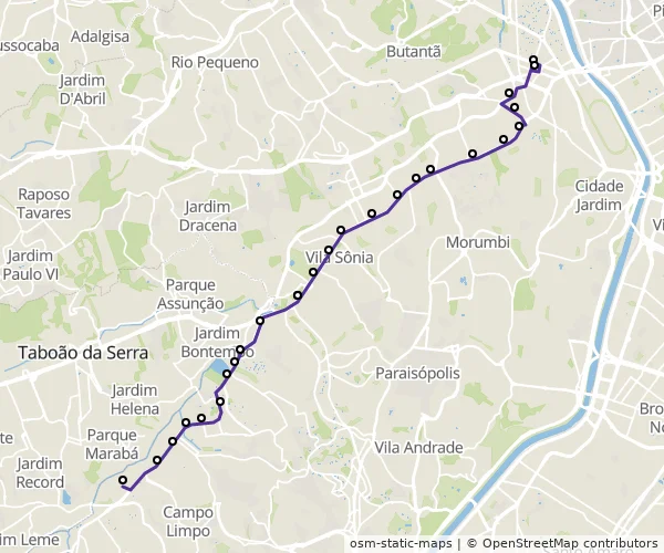Mapa do itinerário da linha