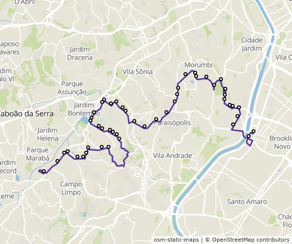 Mapa do itinerário da linha