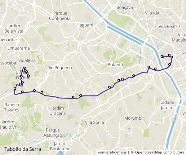 Mapa do itinerário da linha