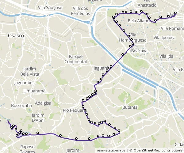 Mapa do itinerário da linha