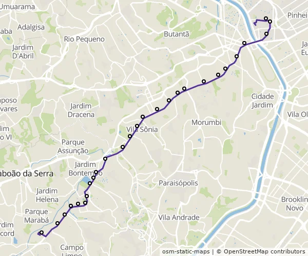 Mapa do itinerário da linha