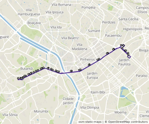Mapa do itinerário da linha
