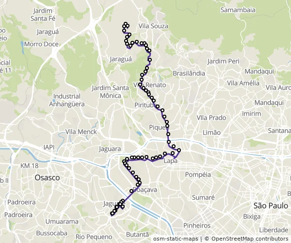 Mapa do itinerário da linha