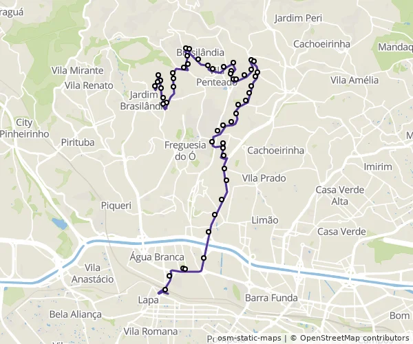 Mapa do itinerário da linha