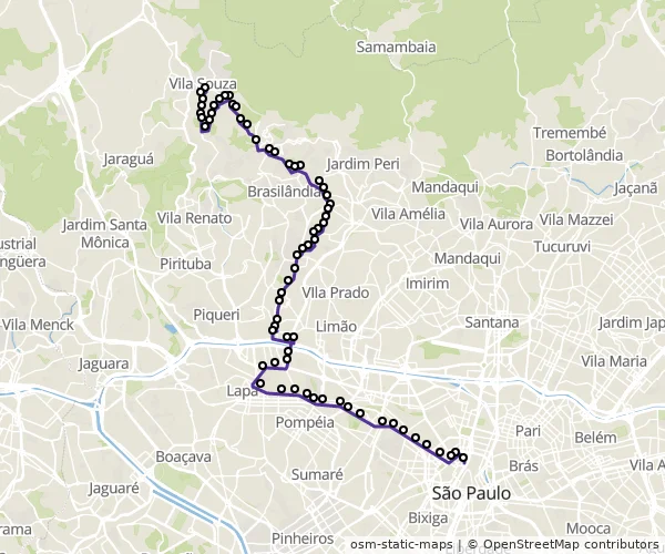 Mapa do itinerário da linha