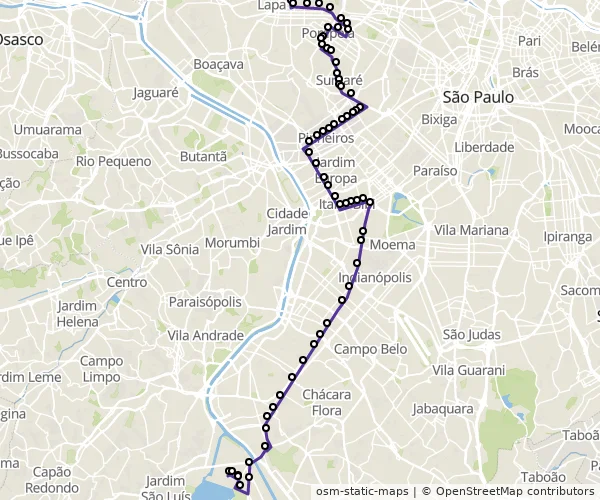 Mapa do itinerário da linha