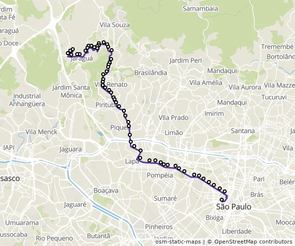 Mapa do itinerário da linha