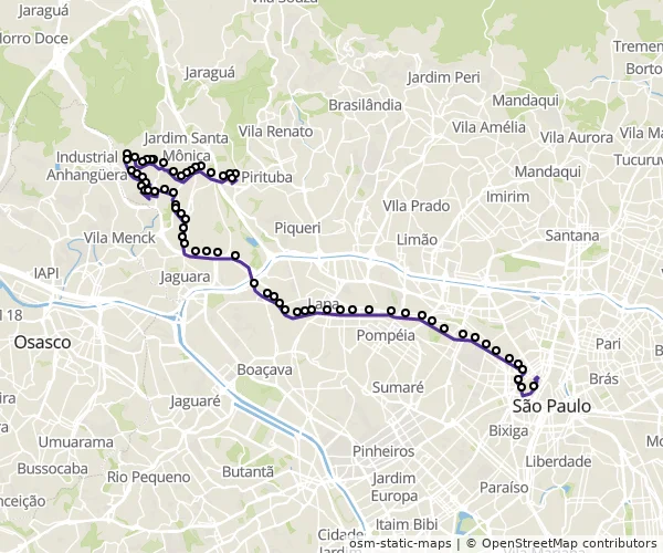 Mapa do itinerário da linha