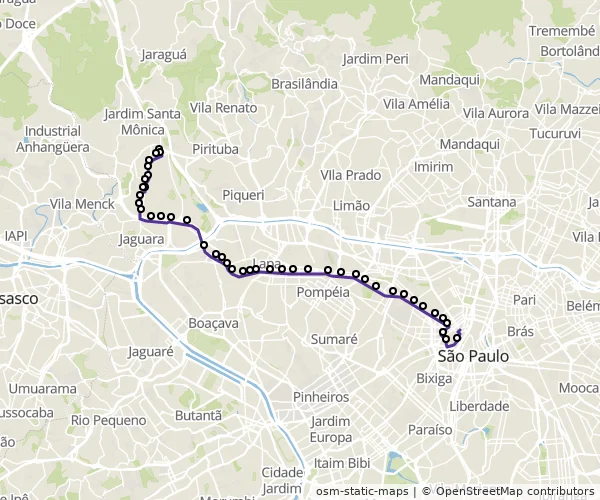 Mapa do itinerário da linha