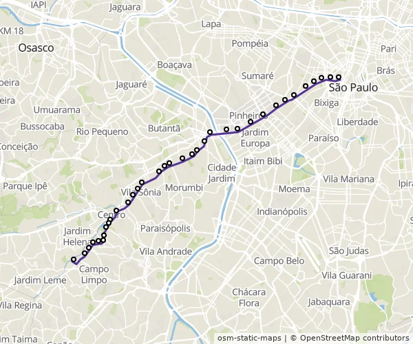 Mapa do itinerário da linha