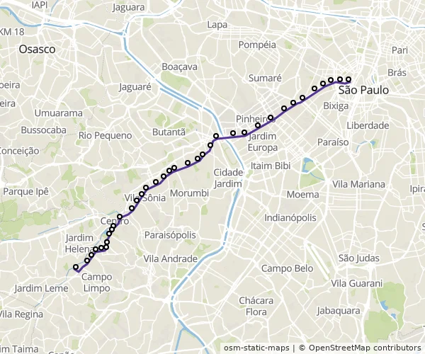 Mapa do itinerário da linha