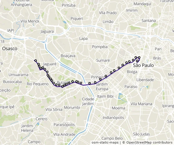 Mapa do itinerário da linha