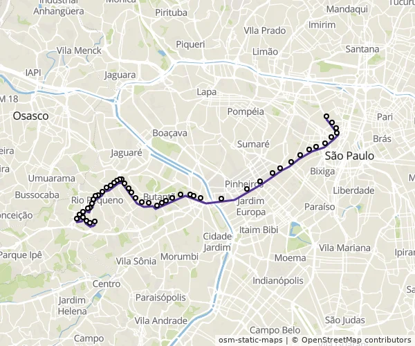 Mapa do itinerário da linha
