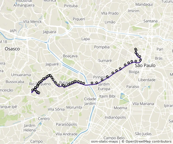 Mapa do itinerário da linha