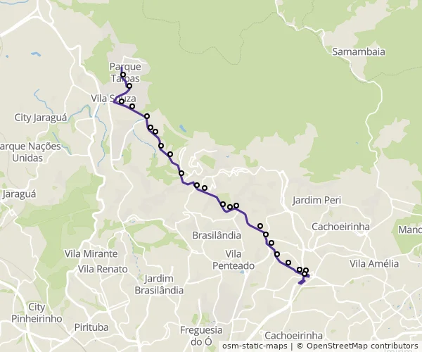 Mapa do itinerário da linha
