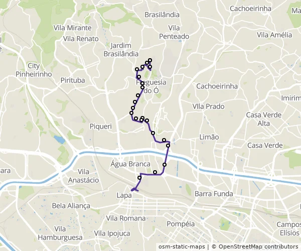 Mapa do itinerário da linha