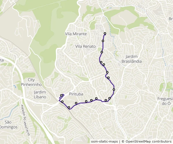 Mapa do itinerário da linha