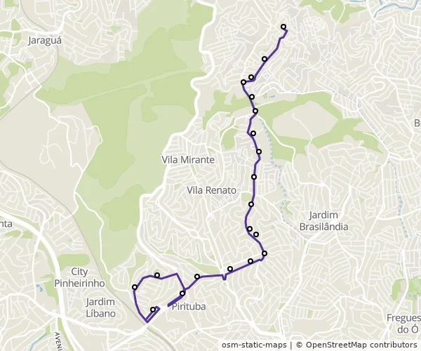 Mapa do itinerário da linha