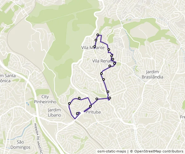 Mapa do itinerário da linha