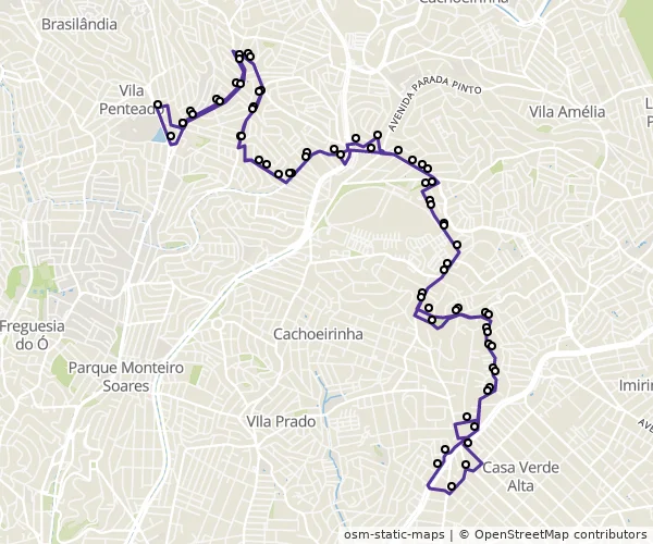 Mapa do itinerário da linha