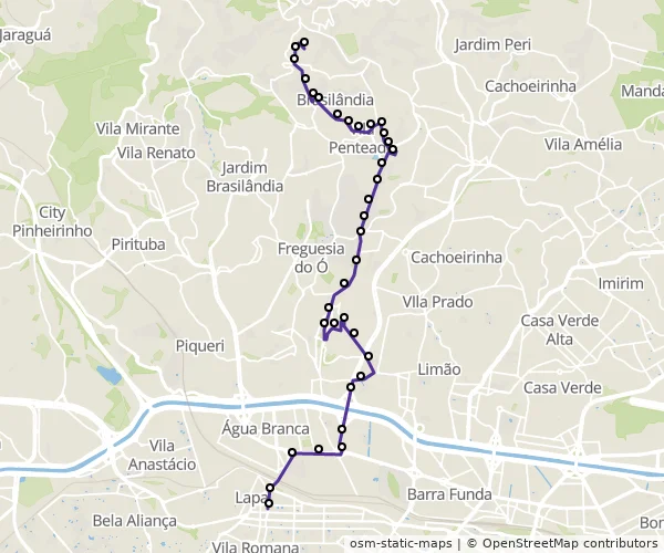 Mapa do itinerário da linha