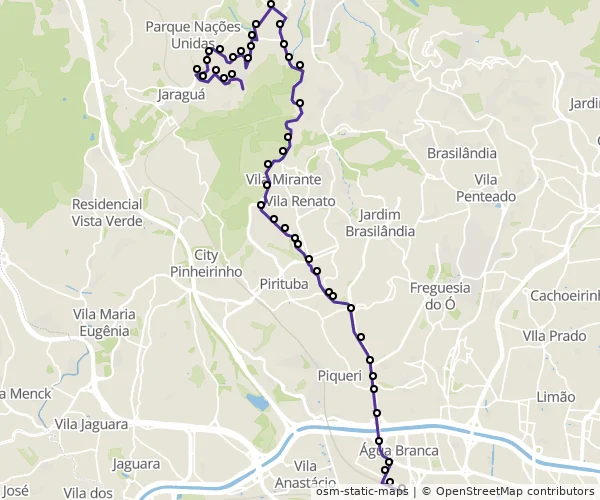 Mapa do itinerário da linha