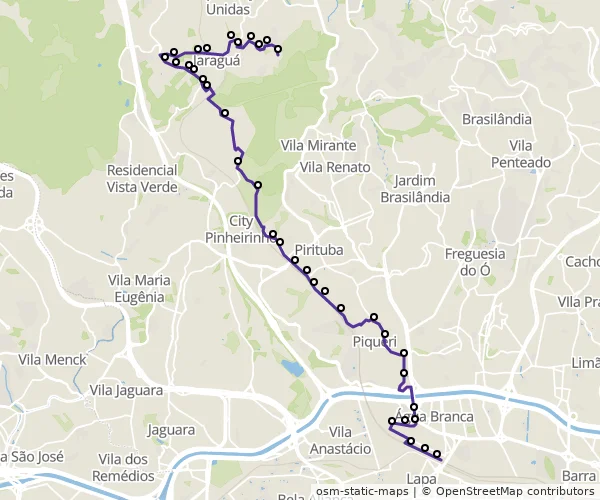 Mapa do itinerário da linha