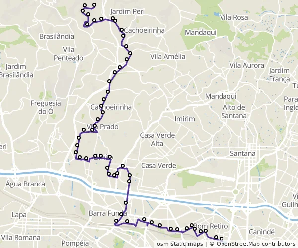 Mapa do itinerário da linha