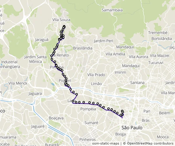 Mapa do itinerário da linha
