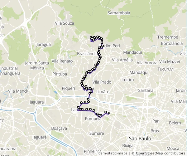 Mapa do itinerário da linha