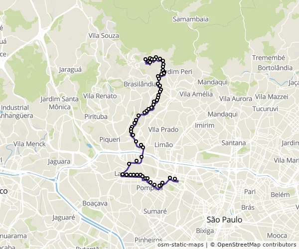 Mapa do itinerário da linha