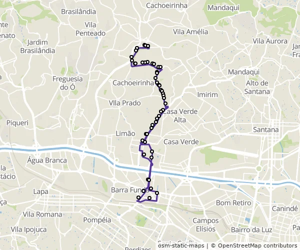 Mapa do itinerário da linha