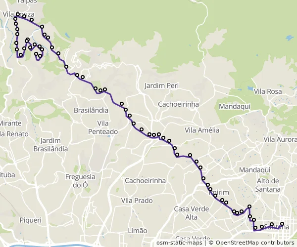 Mapa do itinerário da linha