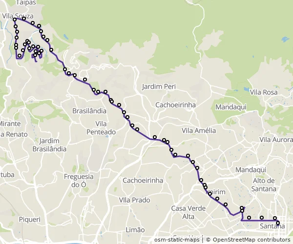 Mapa do itinerário da linha