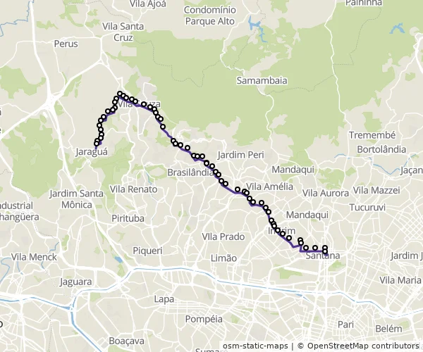 Mapa do itinerário da linha