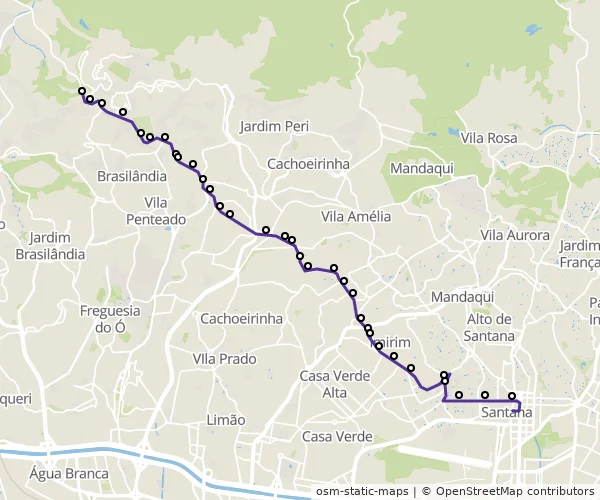 Mapa do itinerário da linha