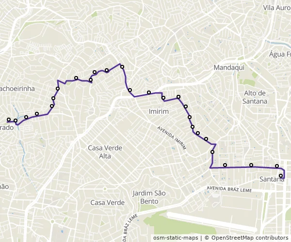 Mapa do itinerário da linha