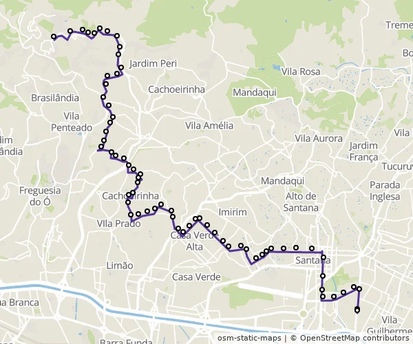 Mapa do itinerário da linha
