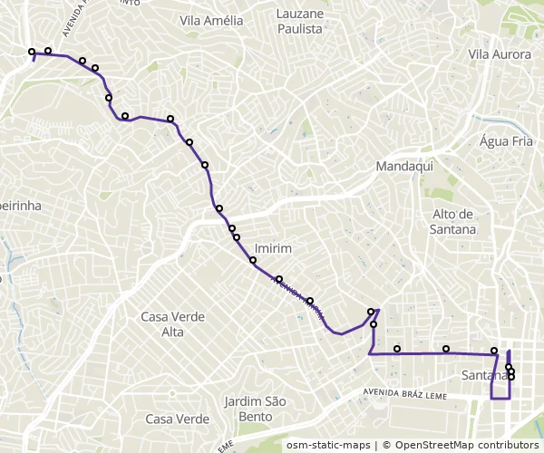 Mapa do itinerário da linha