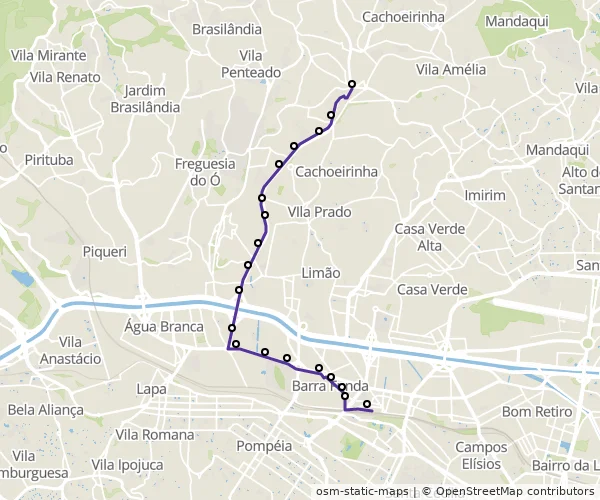 Mapa do itinerário da linha