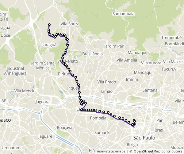 Mapa do itinerário da linha