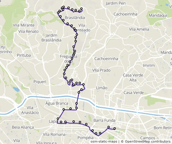Mapa do itinerário da linha