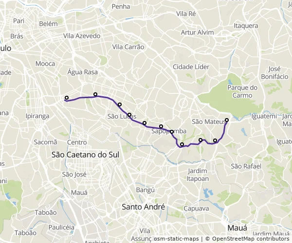 Mapa do itinerário da linha