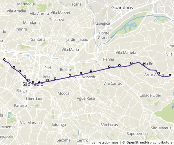 Mapa do itinerário da linha
