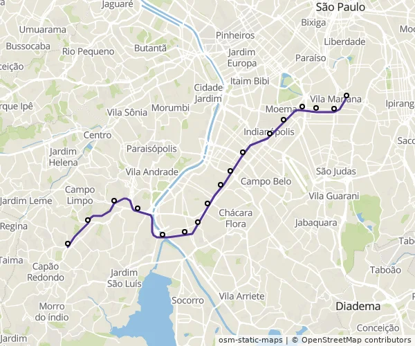 Mapa do itinerário da linha