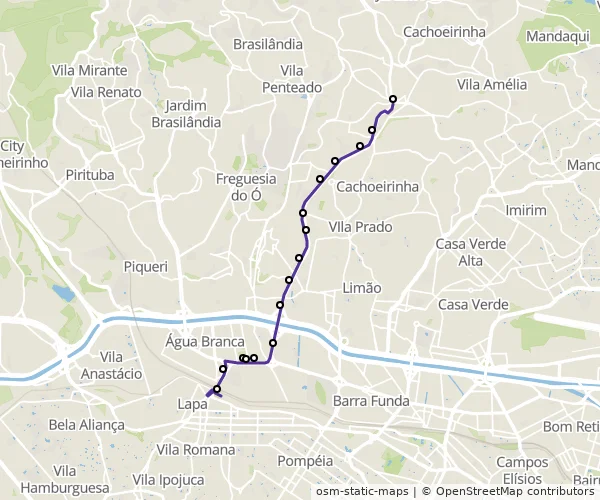 Mapa do itinerário da linha