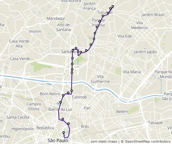 Mapa do itinerário da linha