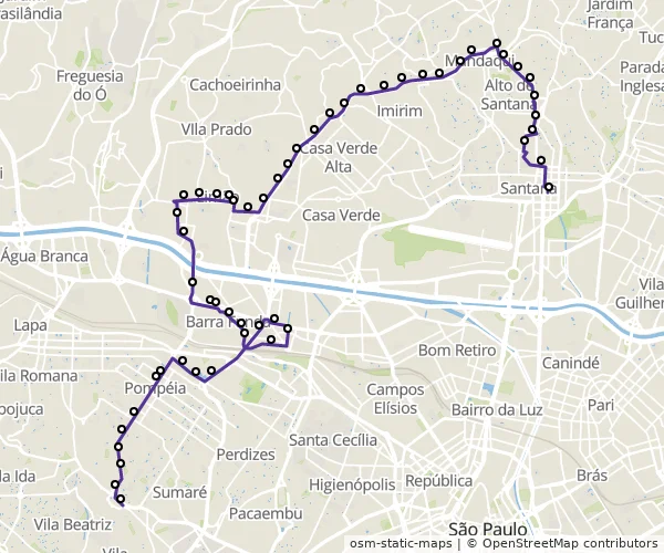 Mapa do itinerário da linha