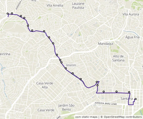 Mapa do itinerário da linha